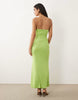 TFNC slinky bandeau ruched knot front maxi dress in lime