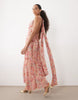 Abercrombie & Fitch tiered midaxi dress with multiway neckline in pink