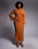 Curve chiffon maxi dress with 3D embroidered flower hip detail in orange