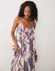 strappy cami trapeze maxi dress in abstract print