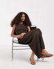 Vero Moda textured twist detail maxi dress in chocolate brown