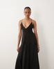 Genie lace pleated midaxi sundress in black