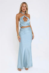 Dreambound Satin Halter Top Blue