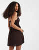 Hollister v neck strappy mini dress in brown