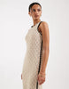 AWARE sleeveless corchet maxi dress in cream with black contrast trim