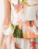 embellished peplum midi dress in watercolor floral print