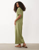 JDY v-neck short sleeve maxi dress in green