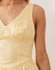 waisted v neck maxi dress with seaming details in butter yellow