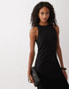 racer neck cupro tuck detail maxi dress in black