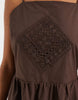 Object poplin cami midi dress with crochet patch detail in chocolate