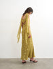 Topshop jacquard polka dot occasion maxi dress with open back in green