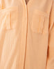 double cloth mini shirt dress with wide cuffs and oversized pockets in orange spritz