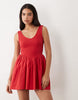 corset waist mini dress in red