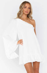 Wonder Mini Dress ~ White Silky Crepe