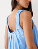 performance fabric scoop ruched neck mini sundress in bright blue