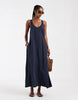 V-neck sleeveless column maxi dress in navy