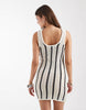 crochet knit summer mini dress in ecru