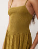 Brave Soul textured jersey dress with shirred bodice in olive
