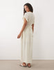 textured jersey midi swing dress in white