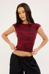 Worship Entwine Boat Neck Top Deep Cherry