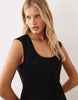 square neck button down mini sundress in black