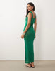fine knit floral maxi dress in green