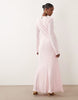 Daska stretch long sleeve tie waist maxi dress in baby pink