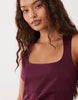 Petite square neck bodycon mini dress in plum