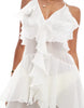 Miss Selfridge beach ruffle chiffon maxi dress in cream