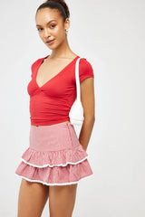 L&t Sylvia Short Sleeve Top Red