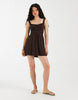 Hollister scoop neck a line mini dress in brown