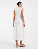 Vero Moda poplin pleated waist sleeveless midi dress in white