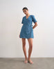 Topshop denim mini wrap dress in mid blue