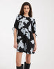Wednesday's Girl mini smock abstract dress in blue foral