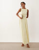 boat neck waist detail midi dress in yellow