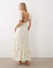 Miss Selfridge Petite seersucker puff sleeve milkmaid maxi dress in light floral print