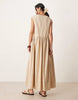 deep V-neck oversized maxi dress in stripe print
