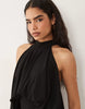 TFNC slinky high neck halter detail backless maxi dress in black