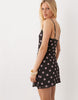 mesh cami mini dress in brown polka-dot print