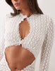Noughts & Kisses crochet lace cut out detailing bell sleeve maxi dress in cream