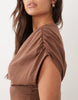 plunge waisted mini dress in chocolate