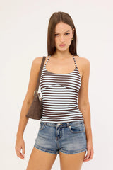 Luck & Trouble Camryn Low Rise Denim Short Mid Blue Denim