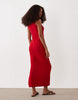 scoop front racer back seam detail midi dress in red