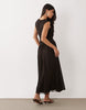 Vero Moda sleeveless ruched detail maxi dress with asymmetric waist in brown