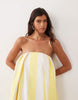 ARRANGE pleat detail cocoon bandeau maxi dress in yellow stripe