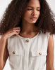 Vero Moda linen mix utility pocket detail belted mini dress in cream