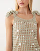 Miss Selfridge beach metallic crochet faux pearl mini dress in sage