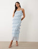 YAS lace ruffle detailing cami maxi dress in soft blue