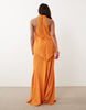 Petite chiffon high neck double layer maxi dress in orange