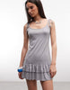 COLLUSION skinny straps dropped waist mini dress in heather gray